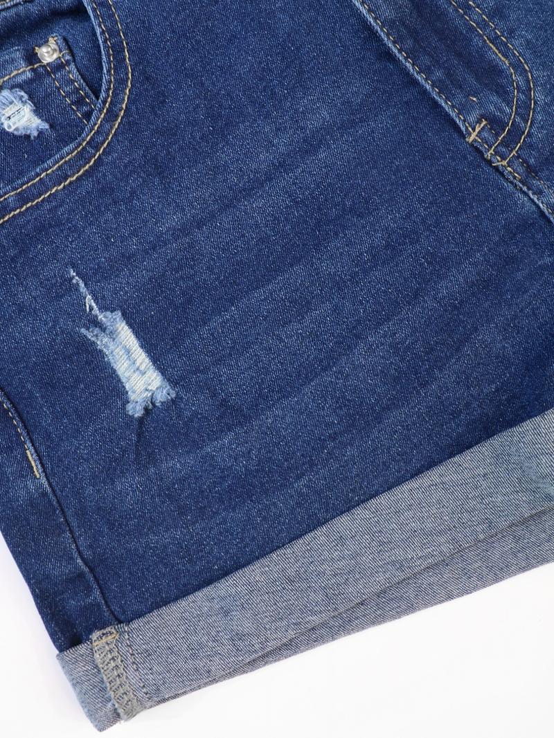 Women's Distressed Denim Shorts, Fashion Casual Ripped Jeans Shorts for Daily Outdoor Wear, Ladies Bottoms for All Seasons, Womenswear, Casual Streetwear Shorts