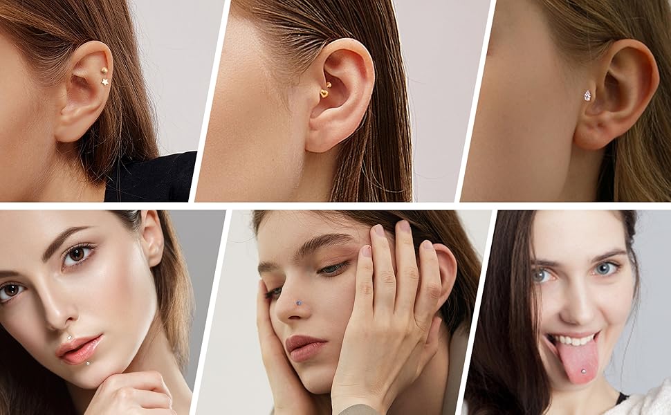 Fansilver 16G Threadless Push in Lip Rings Stainless Steel Tragus Helix Earrings Studs Nose Rings for Women Men Monroe Lip Cartilage Piercing Jewelry