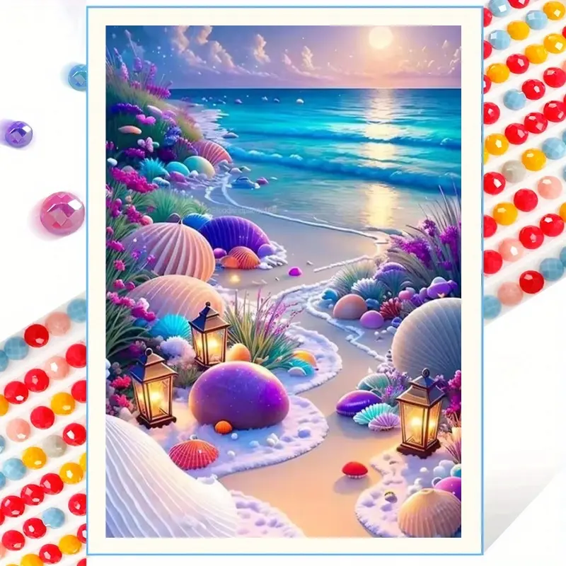 5D Diamond Art Kits for Adults, Nature Landscape Painting for Beginners, DIY Full Round Drill Diamond Dots, Dimond Art Paintings, Gem Paint by Diamonds Kit, Waterfall Mountain Sakura Ocean Beach Bird Vase, Cozy Home Wall Decor Gifts