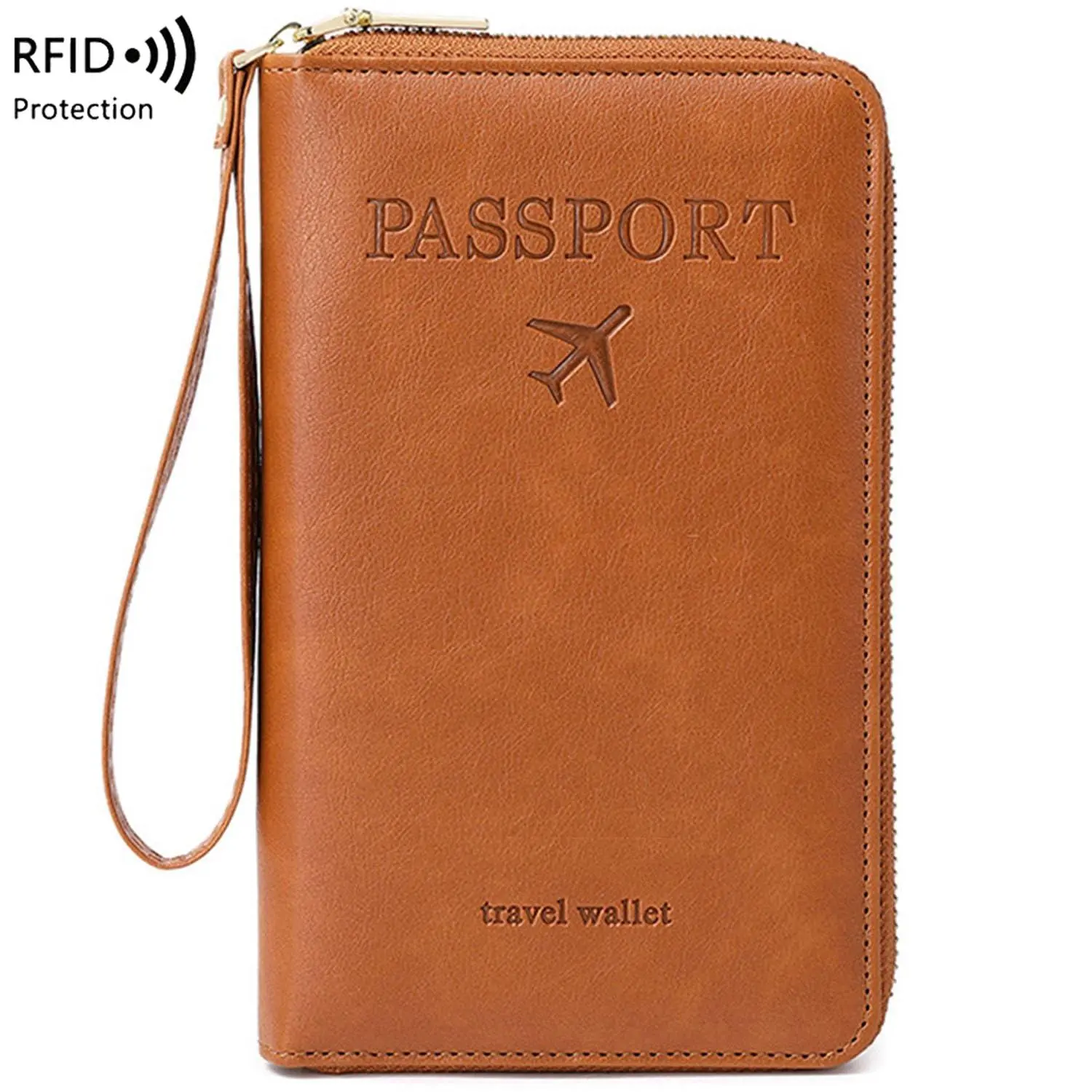 Wallet-Type RFID Blocking Passport Holder - Compact Zip Closure Travel Accessory, Multi-Functional Pocket Passport Cover for Daily Travel, Students