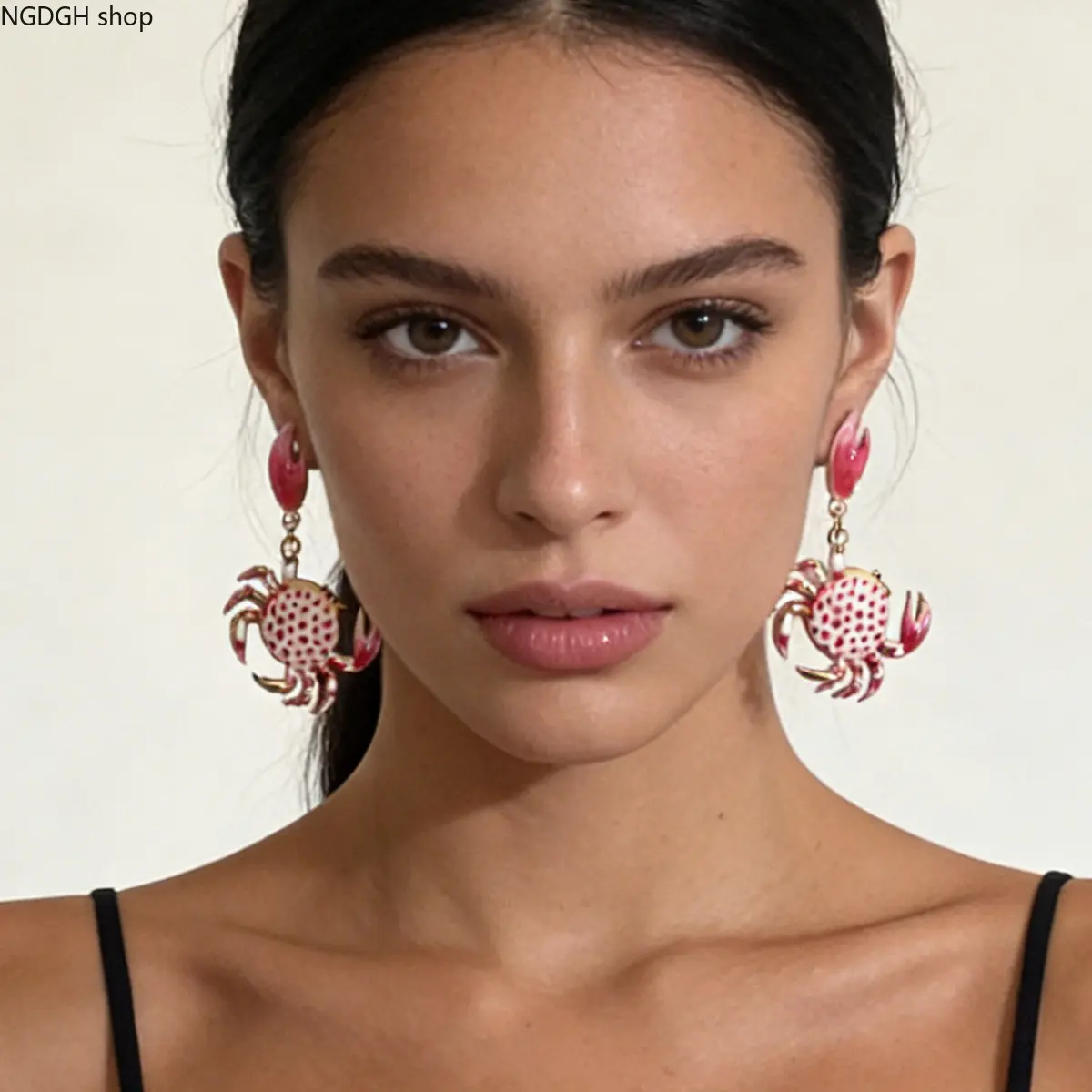 FashionDropEarJewelryViralCoastalStyleOrnamentsNoveltySplitClawCrabEarringsHandPaintedPolkaDotMetalEarStudsComfortLightWeightOceanThemedAccessoriesVacationFestivalCasualWearBirthdayGiftForTeenLadies