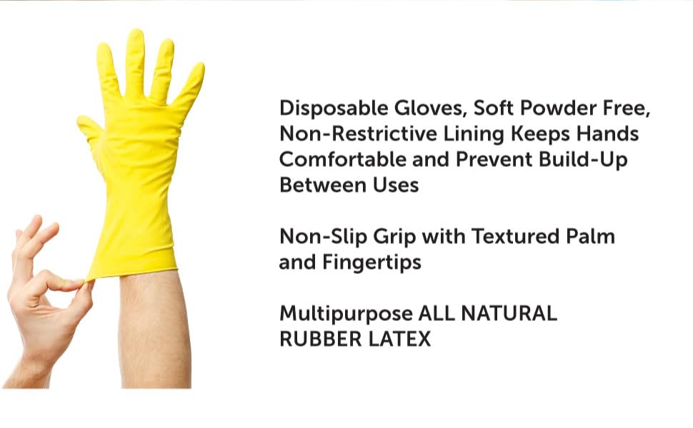 3/6 Pairs Cleaning Gloves, Reusable Natural Rubber Dish Gloves, Non-Slip Gloves for Kitchen and Household
