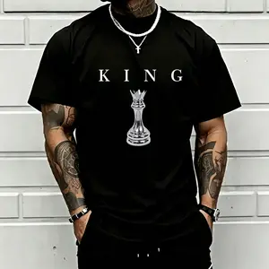 King Chess Piece Graphic T-Shirt for Men Women, Minimalist Crown Chess Design Tee, Unisex Casual Streetwear Shirt, Motivational Leader Style Top, Strategy Game Lover Gift, Classic Crew Neck Everyday Fashion Apparel
