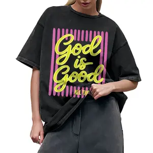 Unisex God is Good Washed T-Shirt Cotton Oversize Summer Tshirt Tee Shirts Crew Neck Soft Shirt Casual Top Streetwear