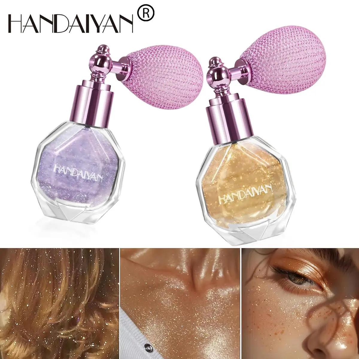 HANDAIYAN 2-Color Body Glitter Spray Set, Shimmer Highlighter Powder for Face Body Hair, Party Festival Makeup