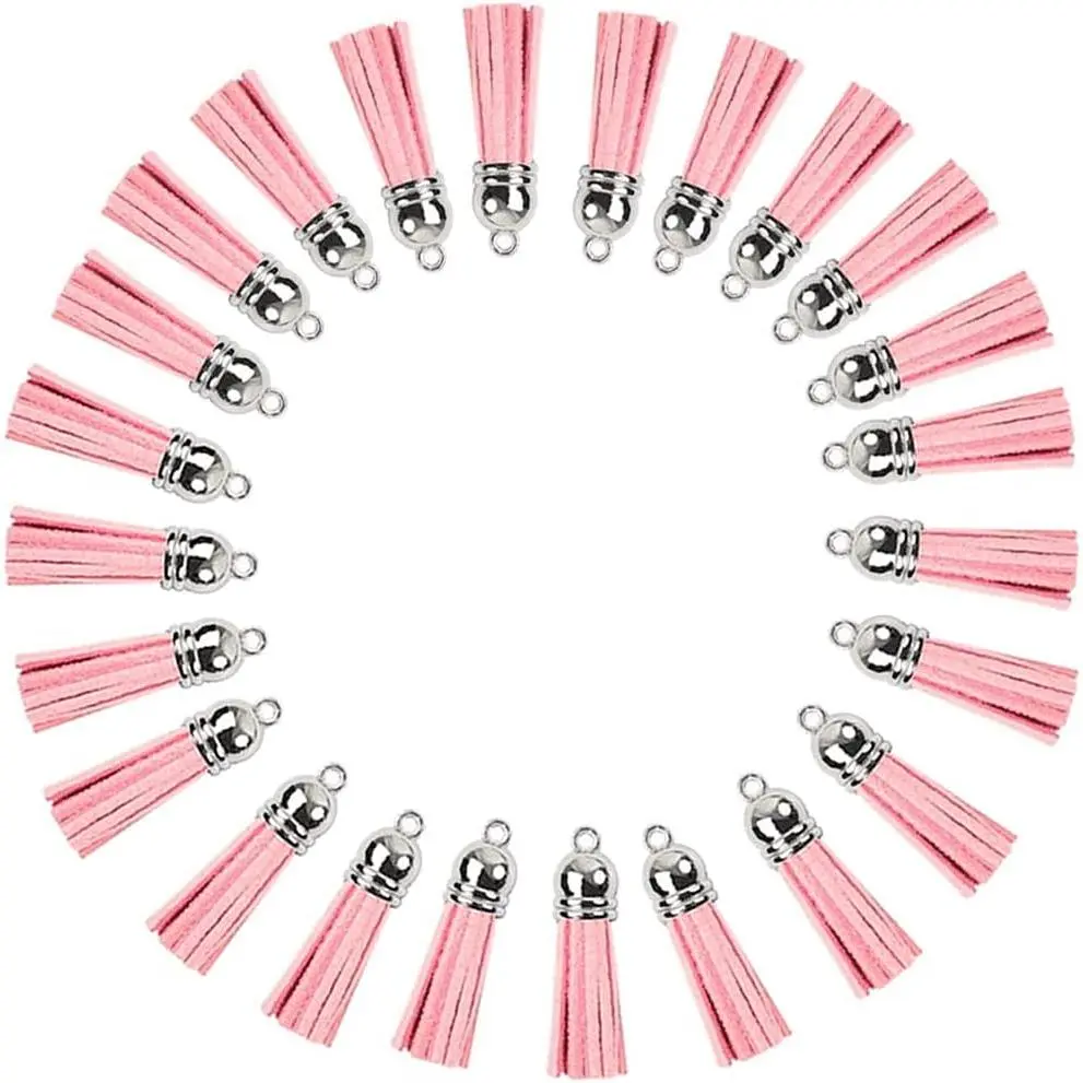 Tassels Leather Tassel Pendants with  White Caps,Tassel  for  Making  Bracelets Ring Crafts -30pcs(1-1/2 inch,Blue) ()