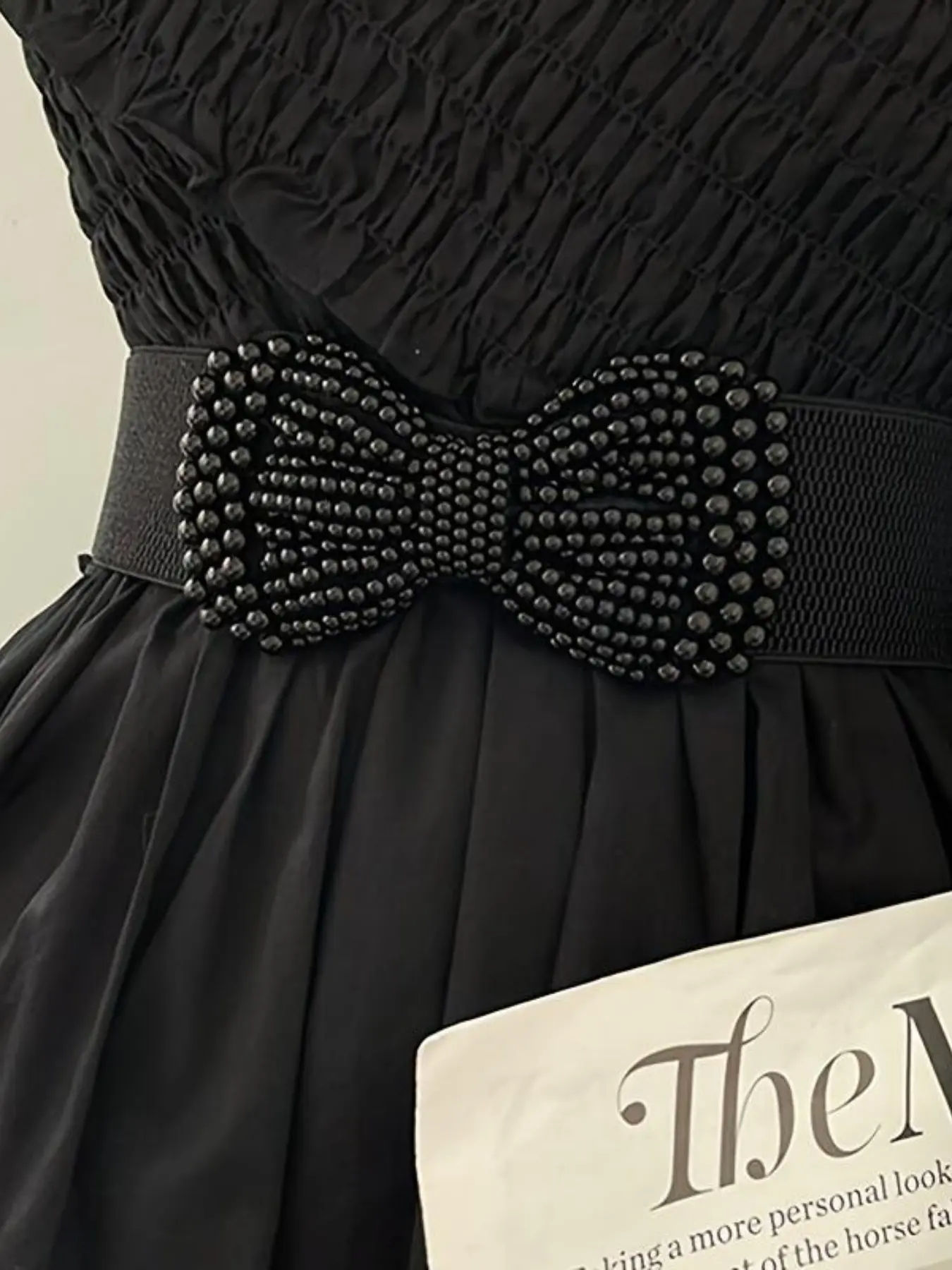 Elegant Wide Imitation Pearl Bow Belt, Elastic Waistband for Dresses and Coats, Perfect for Casual Outing and Wedding Events, Fashion Belts