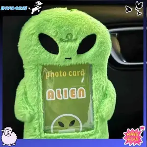 Rilakkuma Alien Photo Card Holder Keychain Pendant Cute Student Id Bus Card Protective Case Ins Style Girl Gifts