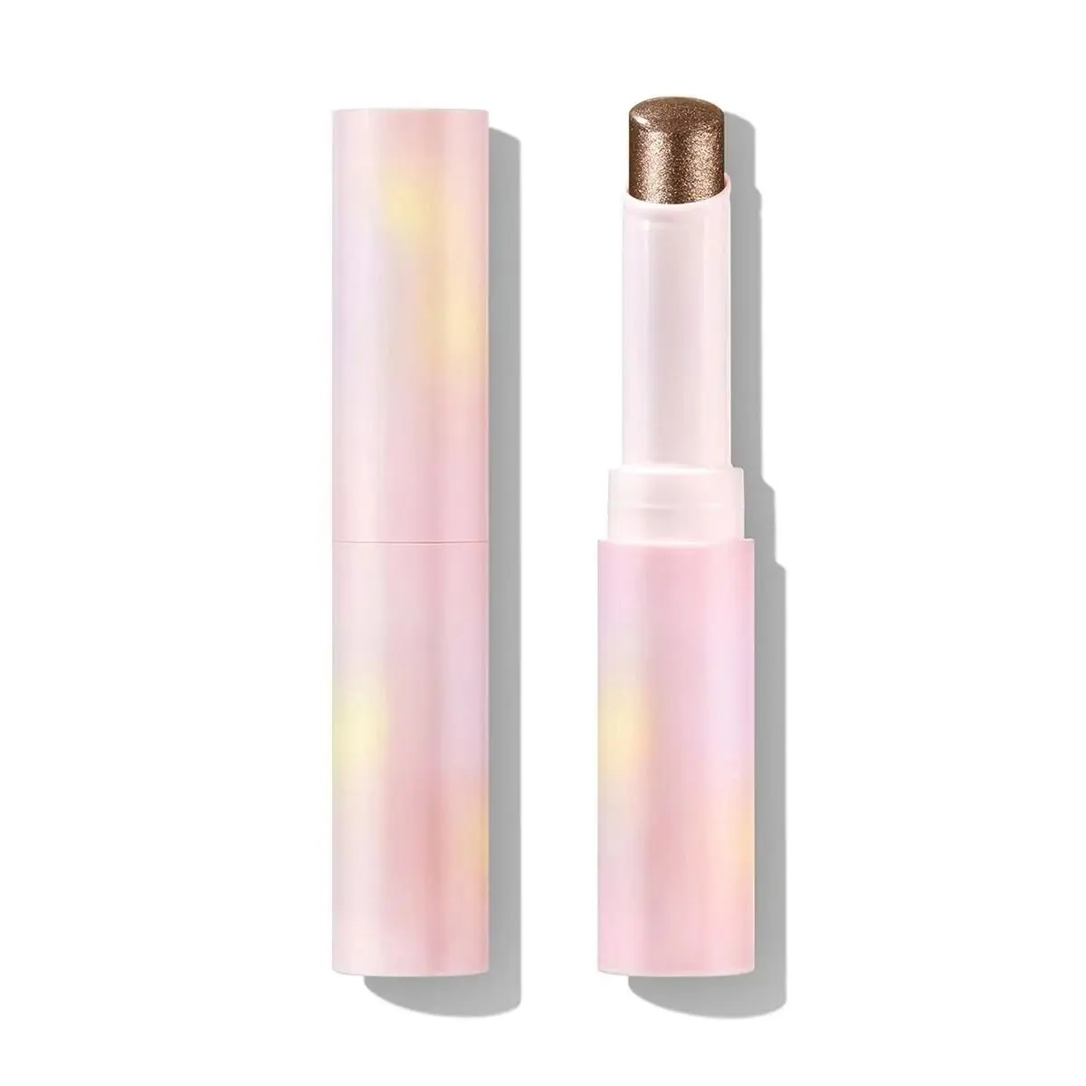 Hydrating Shimmer Eyeshadow Stick (03 Peach Fuzz, 04 Satin Suede, Aura Blitz, Fuchsia Fun, Rosy Gem Shades) with Built-in Brush, Brightening Jelly Makeup, Blendable, Cruelty-Free, Bling Effect