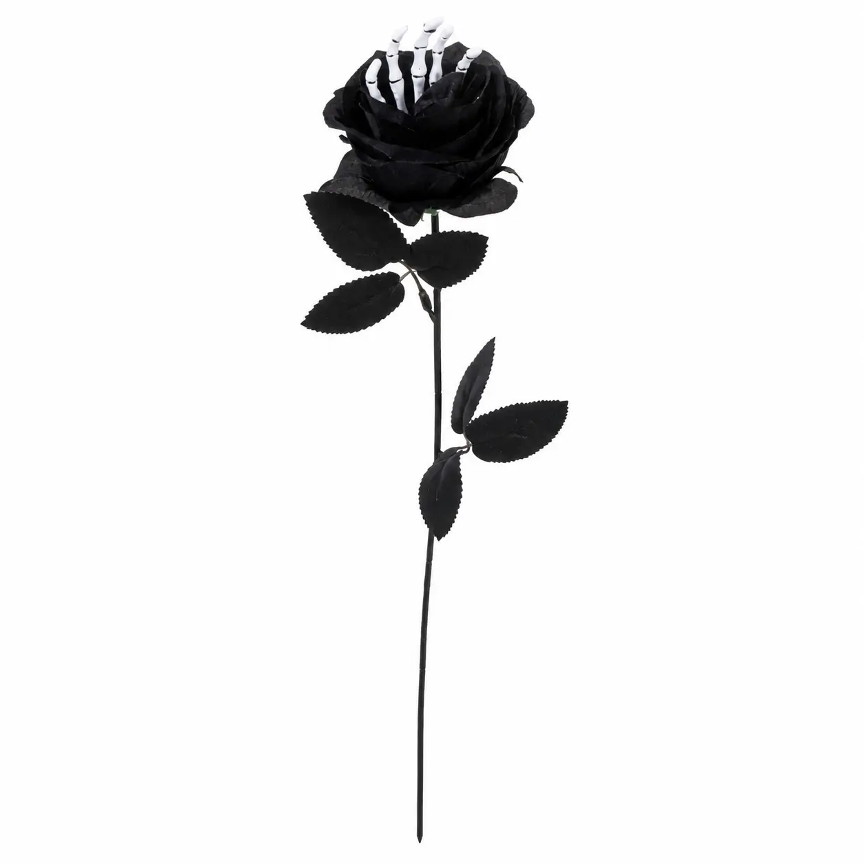 5-Piece Halloween Spooky Skull Rose Bouquet, Fake Flowers, Artificial Roses for Ghost Festival Decor, Roses Skeleton Arrangement, DIY Party Setup, Holiday Gift
