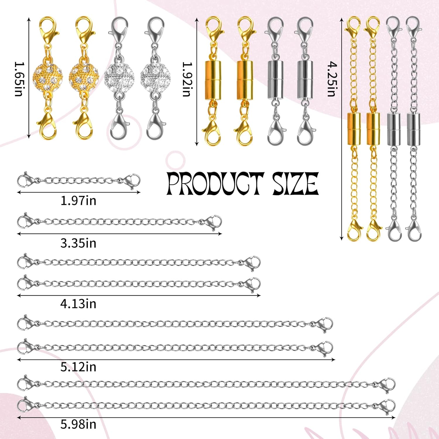 22 count   Clasps and Necklace Extenders  , Multiple Sizes and Styles Chain Extenders  Clasps