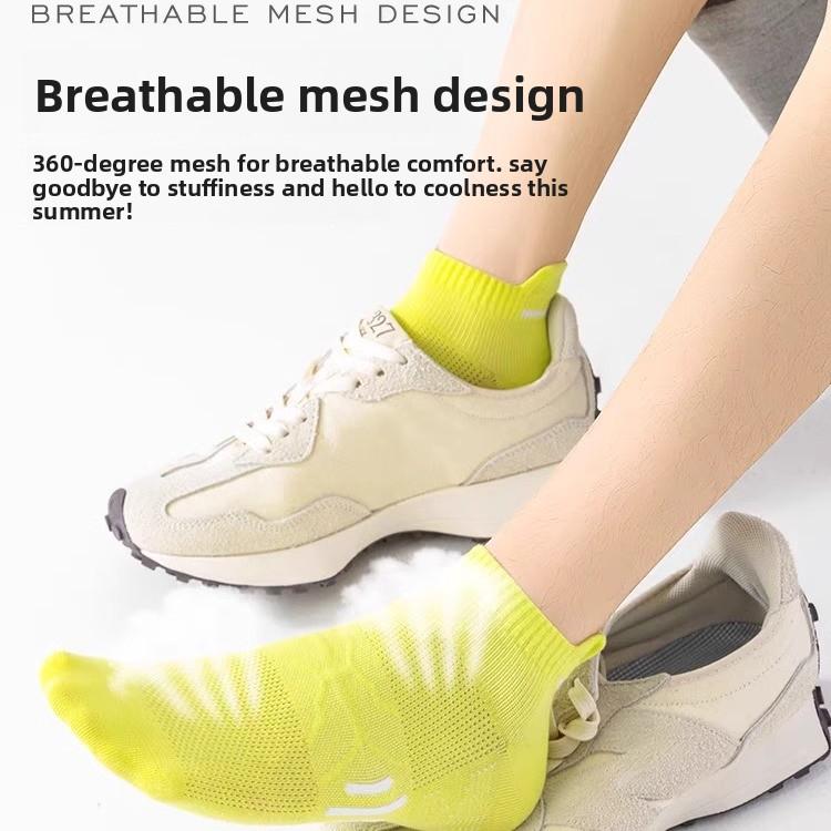 Marathon running socks men's spring and summer mesh non-slip breathable sports cotton socks deodorant medium tube socks