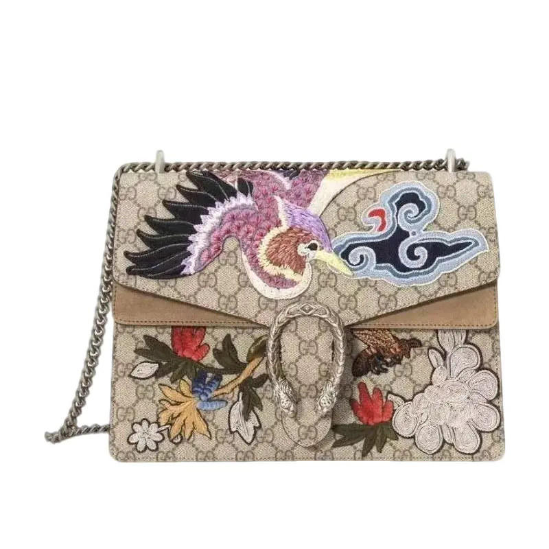 Pre-owned GUCCI Dionysus Embroidered Canvas Shoulder Bag