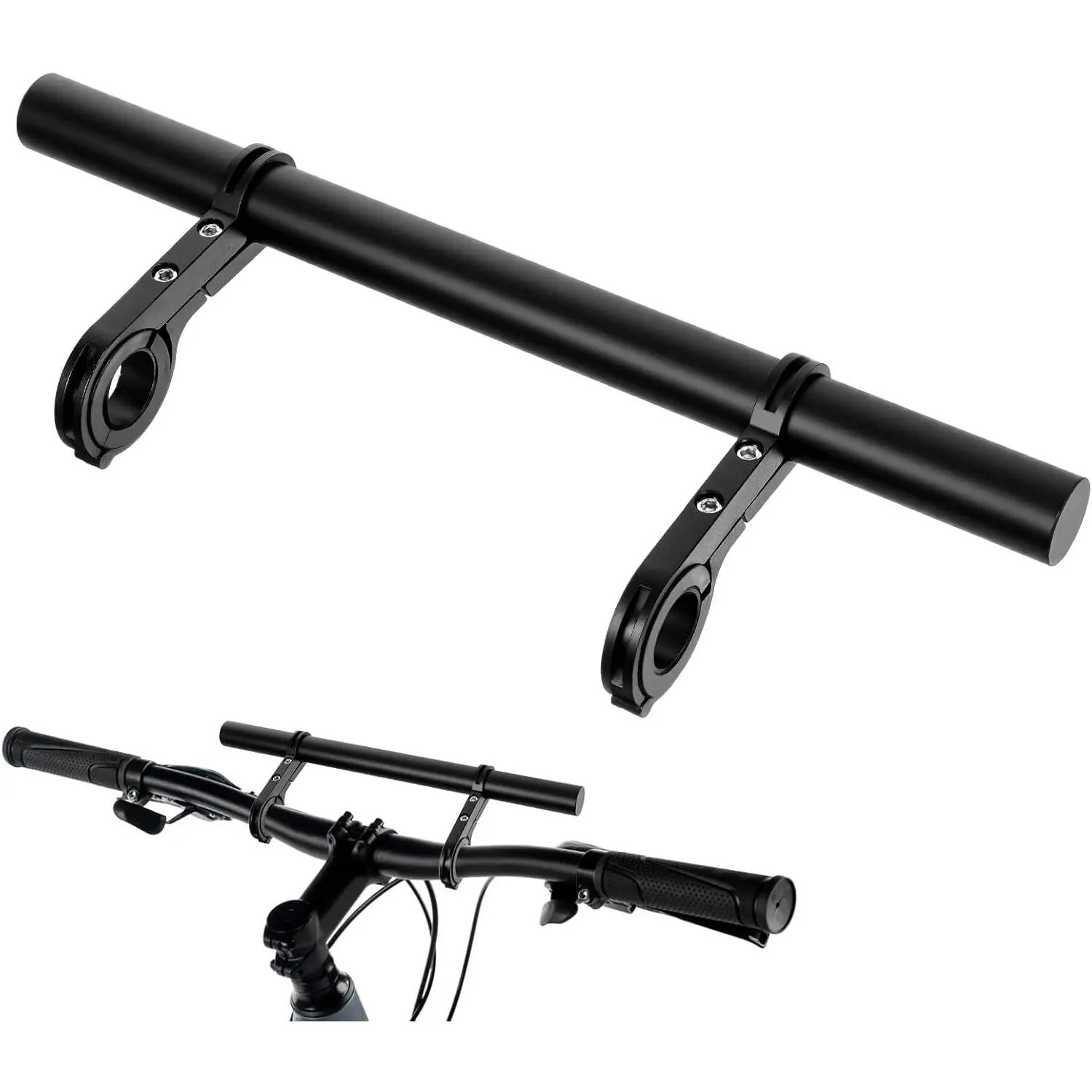 Double Handlebar Extender, 11.8"(30 cm) Super Long  Alloy  Bar,  Handlebar Bracket Accessories for  Mounting Extender Bars  Scooter Lights Phone Mount