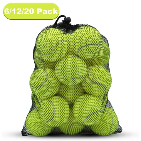 Tennis Balls, 6/12/20 Pack Training Tennis Balls with Net Bag, Tennis Equipment, High Elasticity Practice Tennis for Beginner, Exercise Playing Balls for Pet Dog