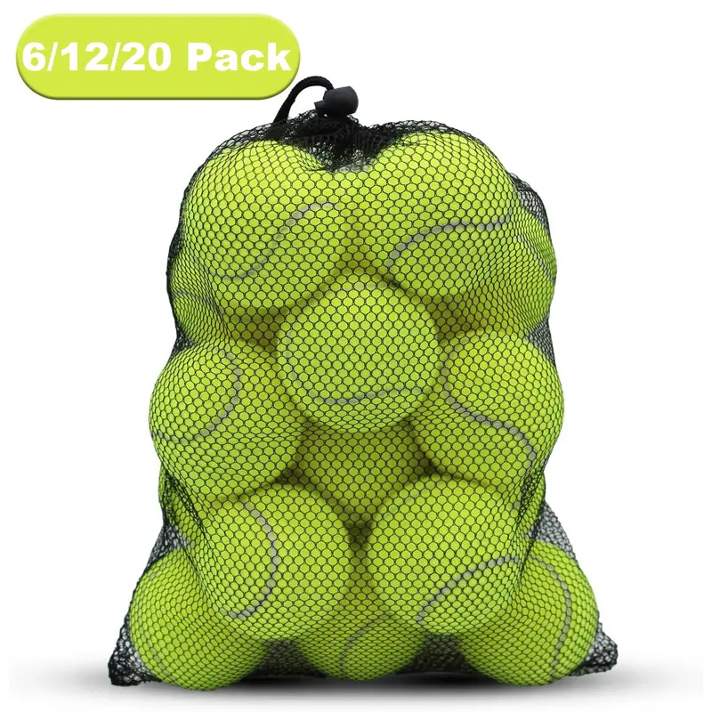 Tennis Balls, 6/12/20 Pack Training Tennis Balls with Net Bag, Tennis Equipment, High Elasticity Practice Tennis for Beginner, Exercise Playing Balls for Pet Dog