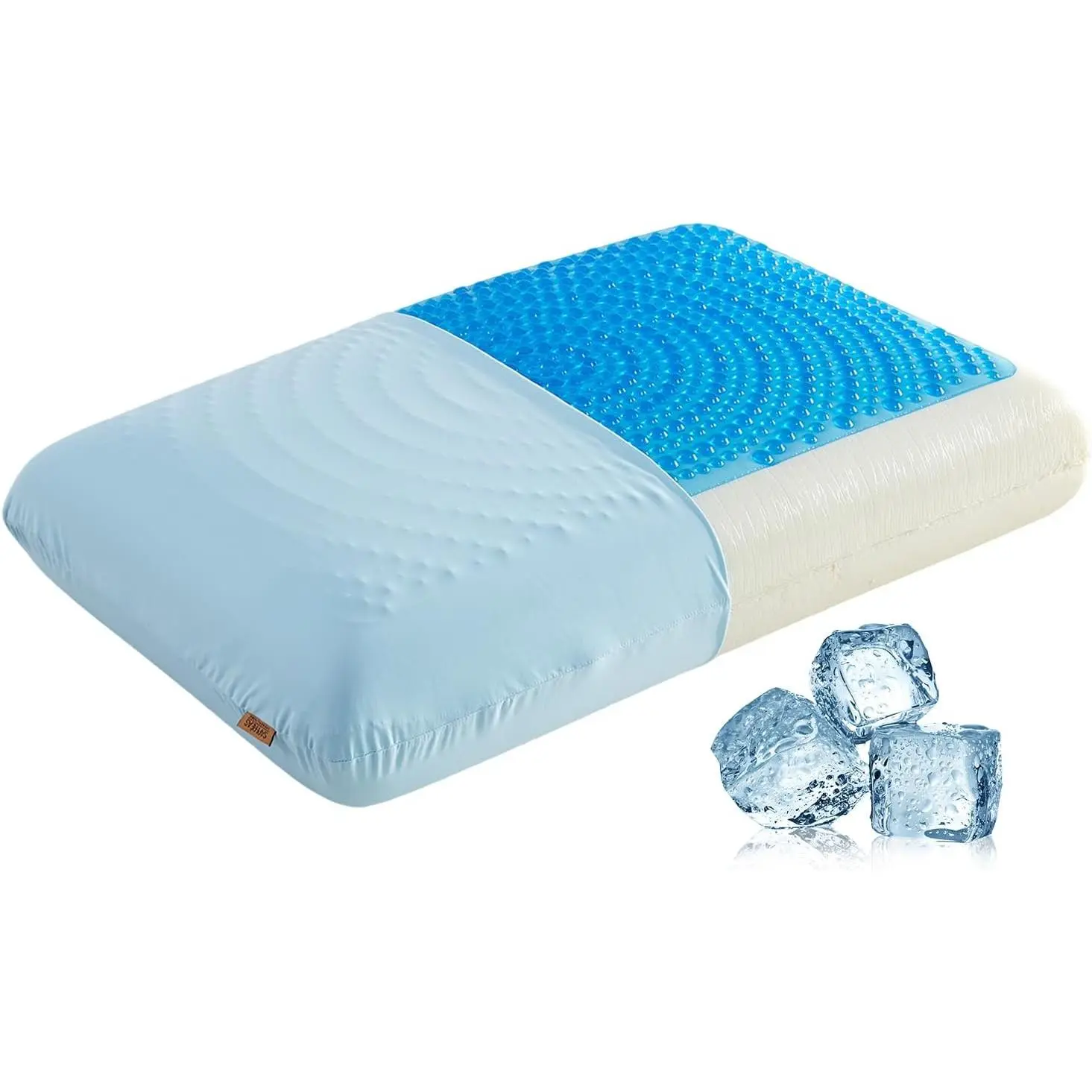 Gel Cooling Memory Foam Pillow for Side Blue, Back and Stomach Sleepers for Sleeping, Standard Size Cool Bed Pillow, Removable & Machine Washable