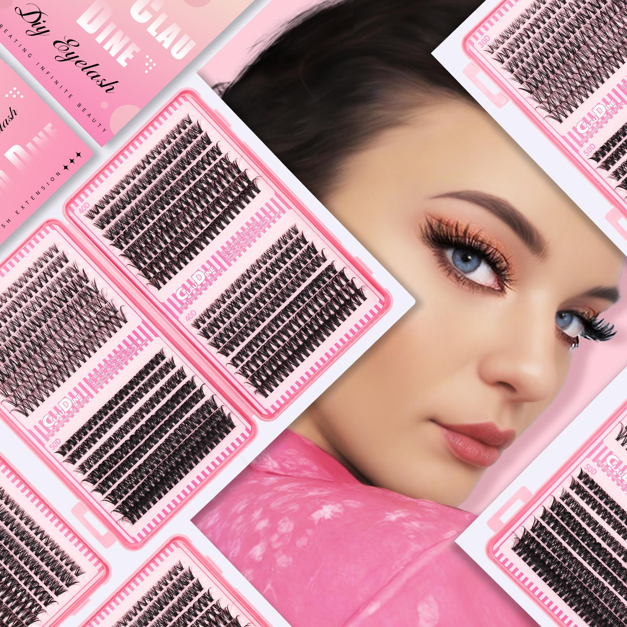 DIY Eyelash Extension Kit - 680pcs D Curl Cluster Lashes With Applicator Tool Bonding & Seal, Tweezers, Remover, Lash Brush And Mixed Length Clusters (10-16mm) - Hypoallergenic, At-Home Professional Lashes, Travel & Home Set (30D/40D/50D Mix)