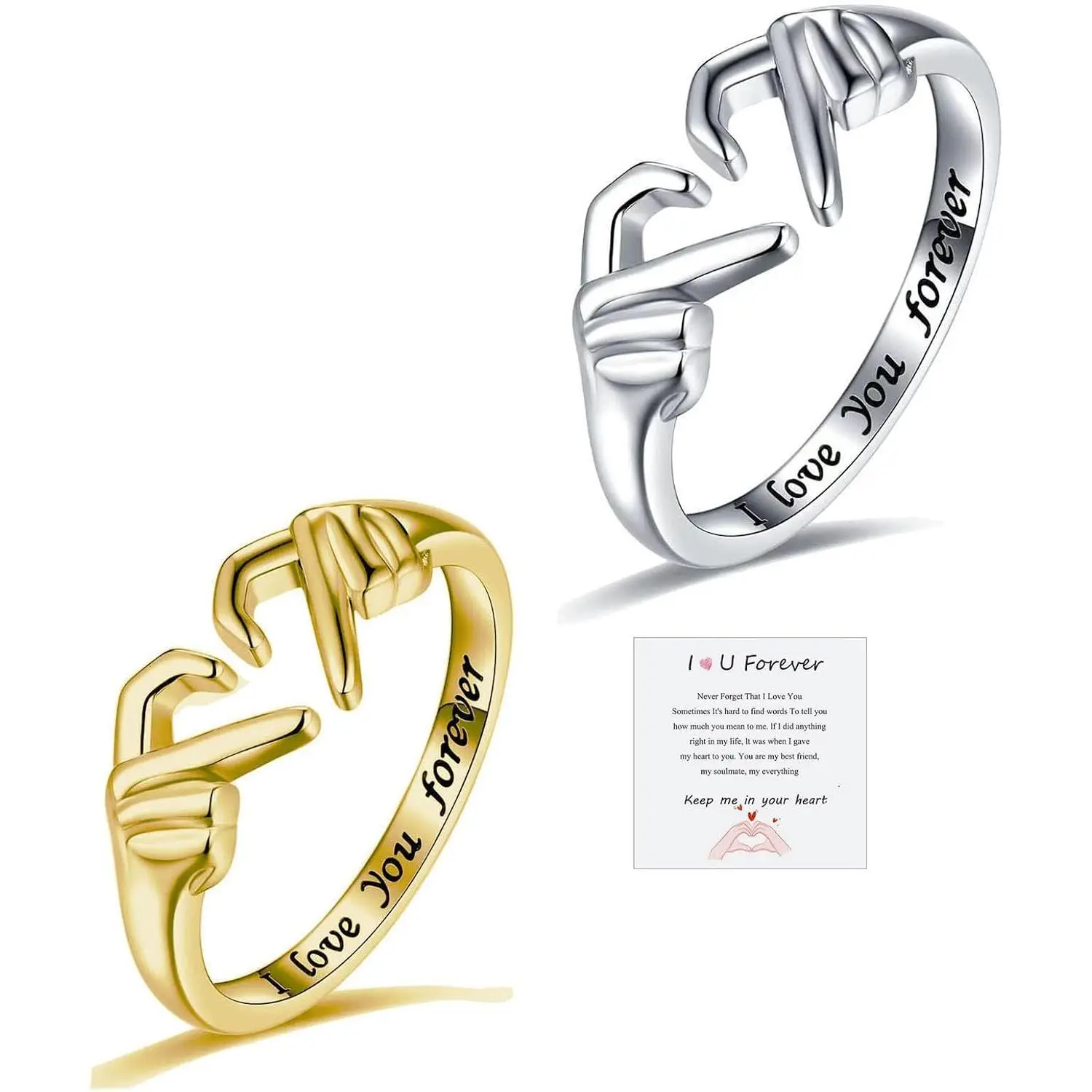 Adjustable Hand Heart Irish Claddagh Ring, Love Heart Claddagh Couple Ring Promise for Women, Heart Jewelry Valentine's Day Rings Mothers Day Valentines Holiday friends