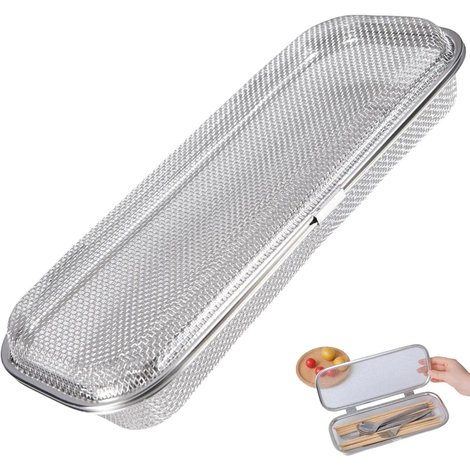 Replacement 304 Stainless Steel Dishwasher Silverware Basket, Mesh Drain Utensil Holder for Small Items Chopsticks Fruits Scoops (Medium)