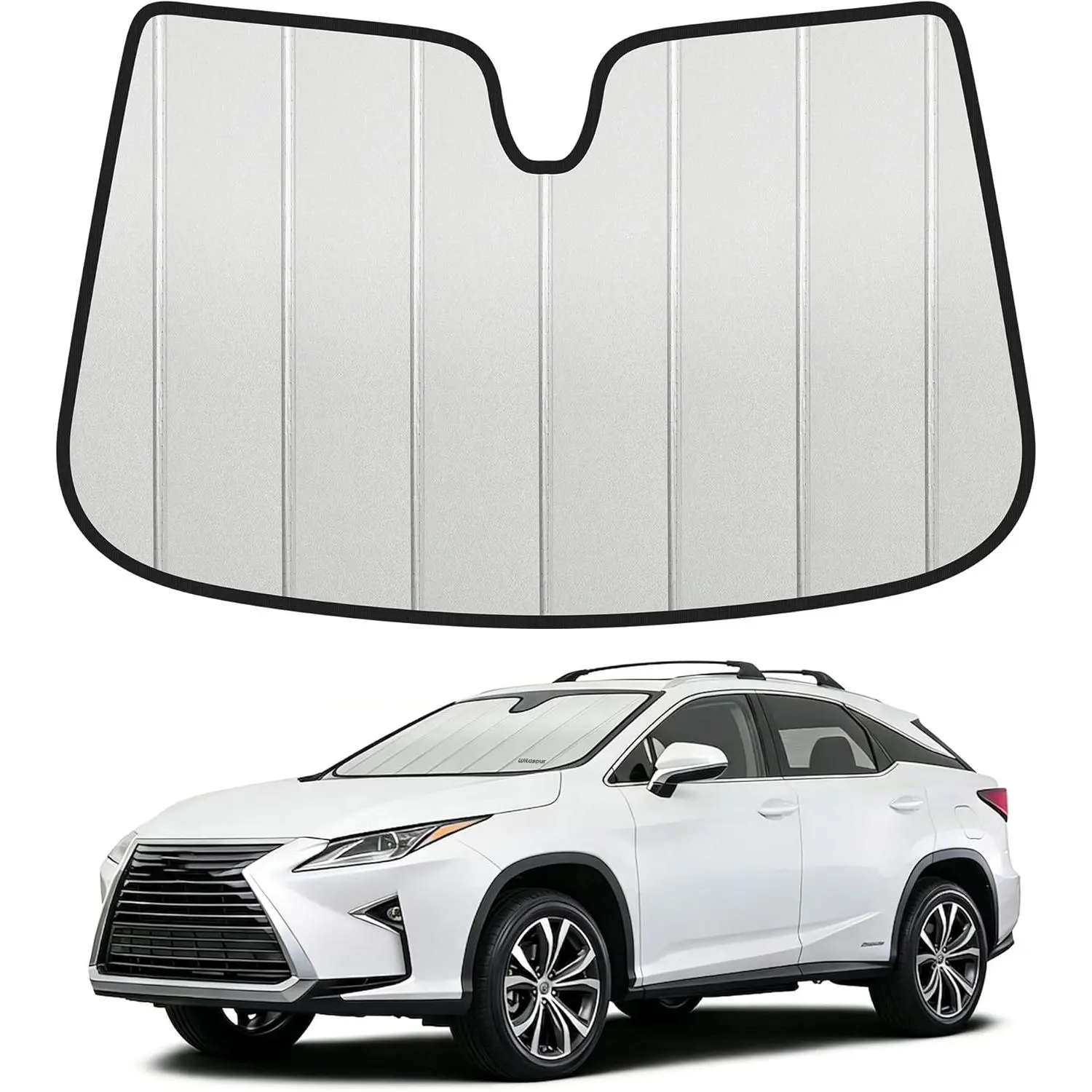 Custom Fit Car Windshield Sun Shade for Lexus RX 2016-2022 - Upgraded 6-Layer Triple Laminate Core, Detachable Sun Protection, Light-Blocking Filter, Rollable Front Window Shade with Storage Bag, Umbrella