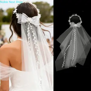 Handcrafted Floral Vine Bridal Veil Headband, Delicate Flower Ethereal Princess Wedding Hair Accessory for Brides, Perfect for Wedding Ceremony & Bridal Photoshoot