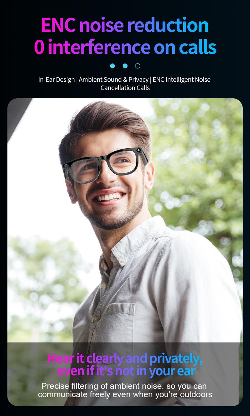 JS-01 Pro Smart Glasses Bluetooth Call Camera Video Recording with Black Tech Notification Wholesale