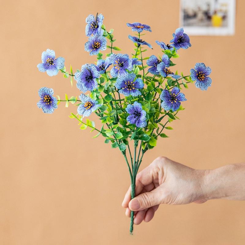 Violet artificial bouquet, purple roses, artificial flowers, artificial eucalyptus, fake flowers, decorative DIY hanging basket