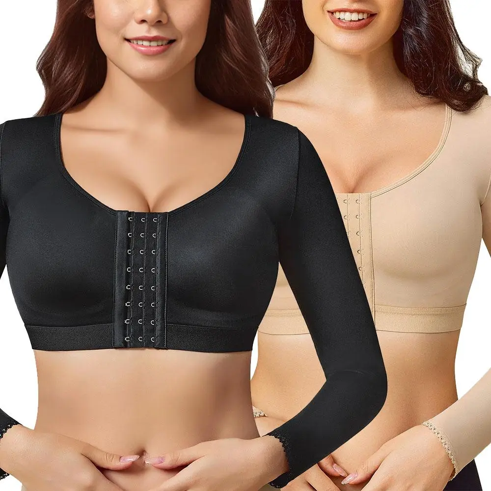 Arm Shaper for Women Post Surgery Arm Lipo Compression Sleeves Shaping Arm Front Closure Shapewear Bra Tops Arm Lift Plus Size S-5XL
