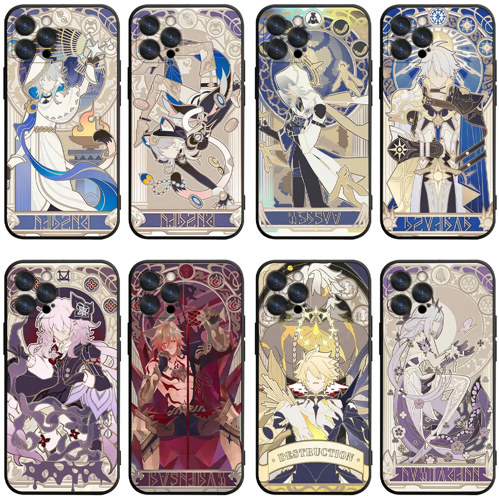 Honkai Star Rail Phone Case HSR Full Character Tarot Art 8 Designs Clear Four Corners Shockproof Cover, Perfect Birthday Anime Game Gift for iPhone 17 Air 16 Pro Max 15 14 Plus 13 12 11