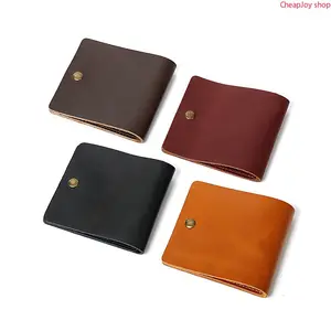 【Father’s Day Gift】Unisex Retro Horizontal Wallet, simple handmade bi-fold purse with snap button closure, sleek classic money clip, durable daily carry accessory for casual outings, commuting and travel use for men and women