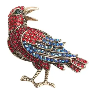 Retro Rhinestone Colorful Bird Brooch Fashion Women's Outerwear Clothing Accessories