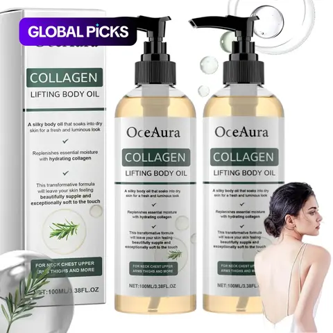 Collagen Lifting Body Oil, Hydrating Moisturizing Firming Oil, 2-Count Set of Lightweight Non-Greasy After-Shower Body Oil for Neck, Chest, Arms and Thighs, Unisex, Body Oil Moisture #GLOBAL PICKS