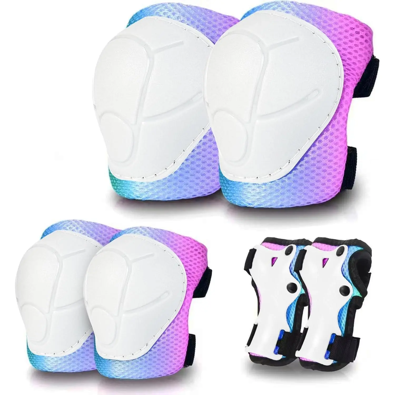 Skateboard Pads for ,Elbow Pads and Wrist Guards Protective Gear, Double Straps&Adjustable Easy-Fix Clips for Skateboarding,Rollerblading,Scooters,