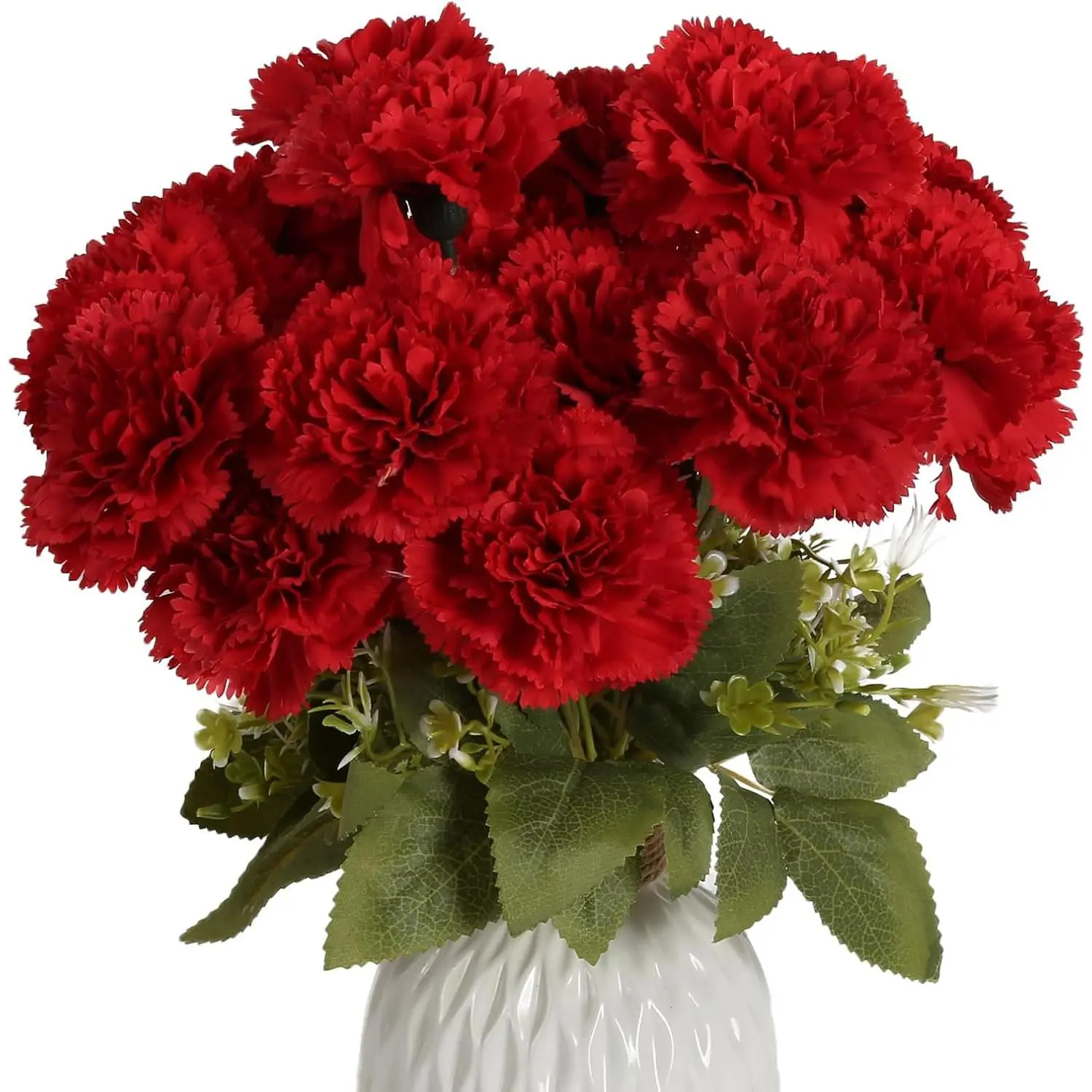 Red Carnations Artificial Flowers 21Heads Silk Carnations with Stems Fake flower for DIY Wedding Bridal Bouquets Table Centerpieces Floral Arrangements Home Party Decoration (Red)