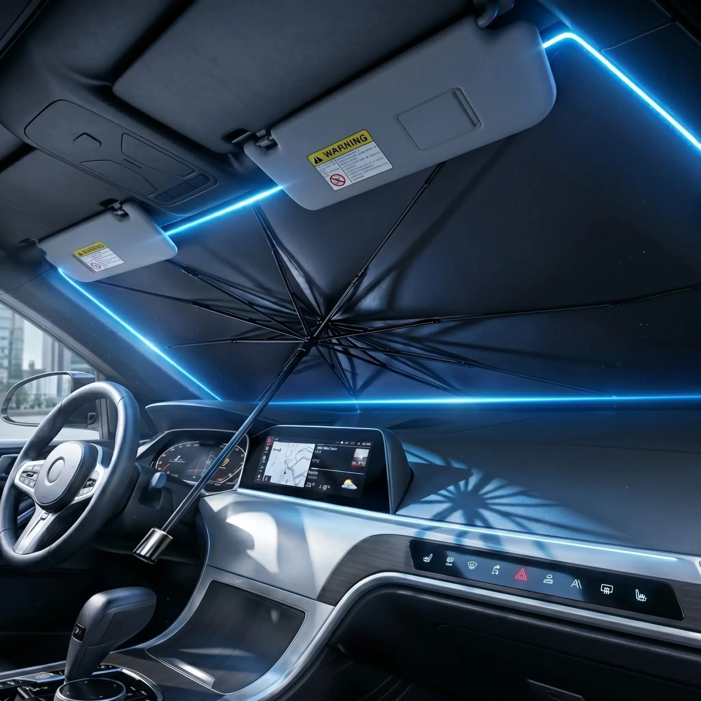 Portable Car Windshield Sunshade, Car Window Sunshades, Foldable Windshield Sun Umbrella, Car Windshield Cooling Umbrella for Daily Use, Car Window Shades, Car Shade Front Windshield, Windshield Shade Cover