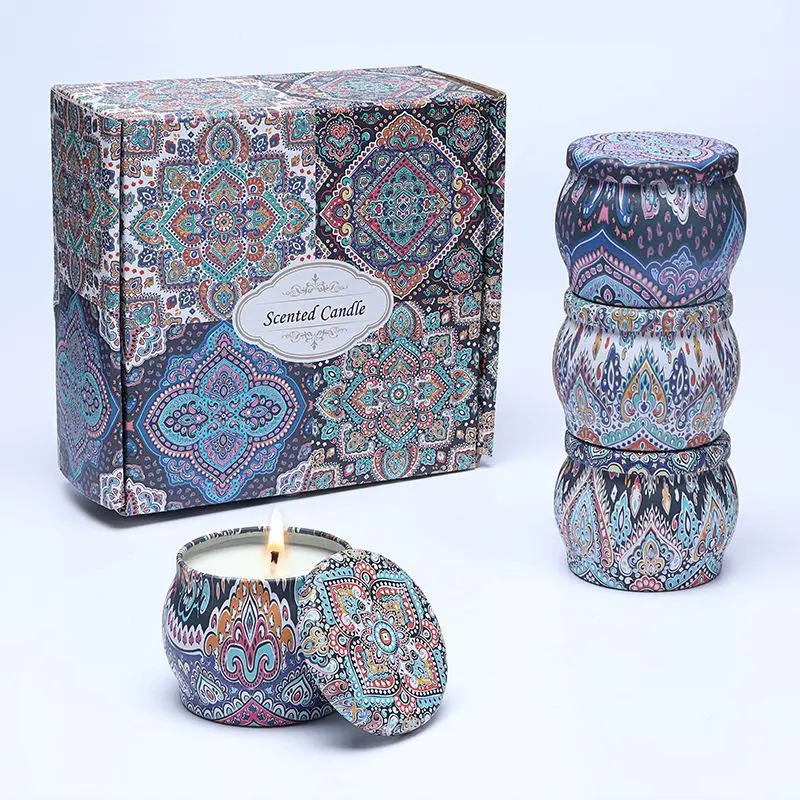 Boho Style Scented Candle Set, 4pcs/set Random Color Aromatherapy Candle for Home Decor, Girlfriend Gifts