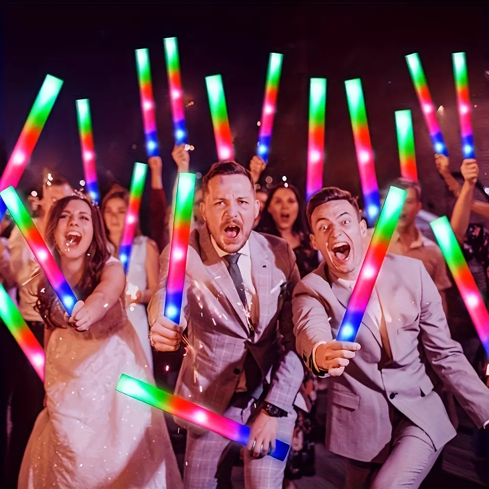 34cm 3-LED Foam Glow Stick Set – Features Three Flashing Modes; Ideal for Parties, Weddings, Birthdays, Concerts, Christmas, Halloween, and Festive Lighting; Colorful Party Lights and Glow Decorations. backtoschool
