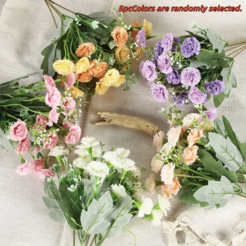Realistic Artificial Carnations Bouquet, High-Quality Home Decor Floral Arrangement, Durable Plastic Fake Flowers for Interior Decoration