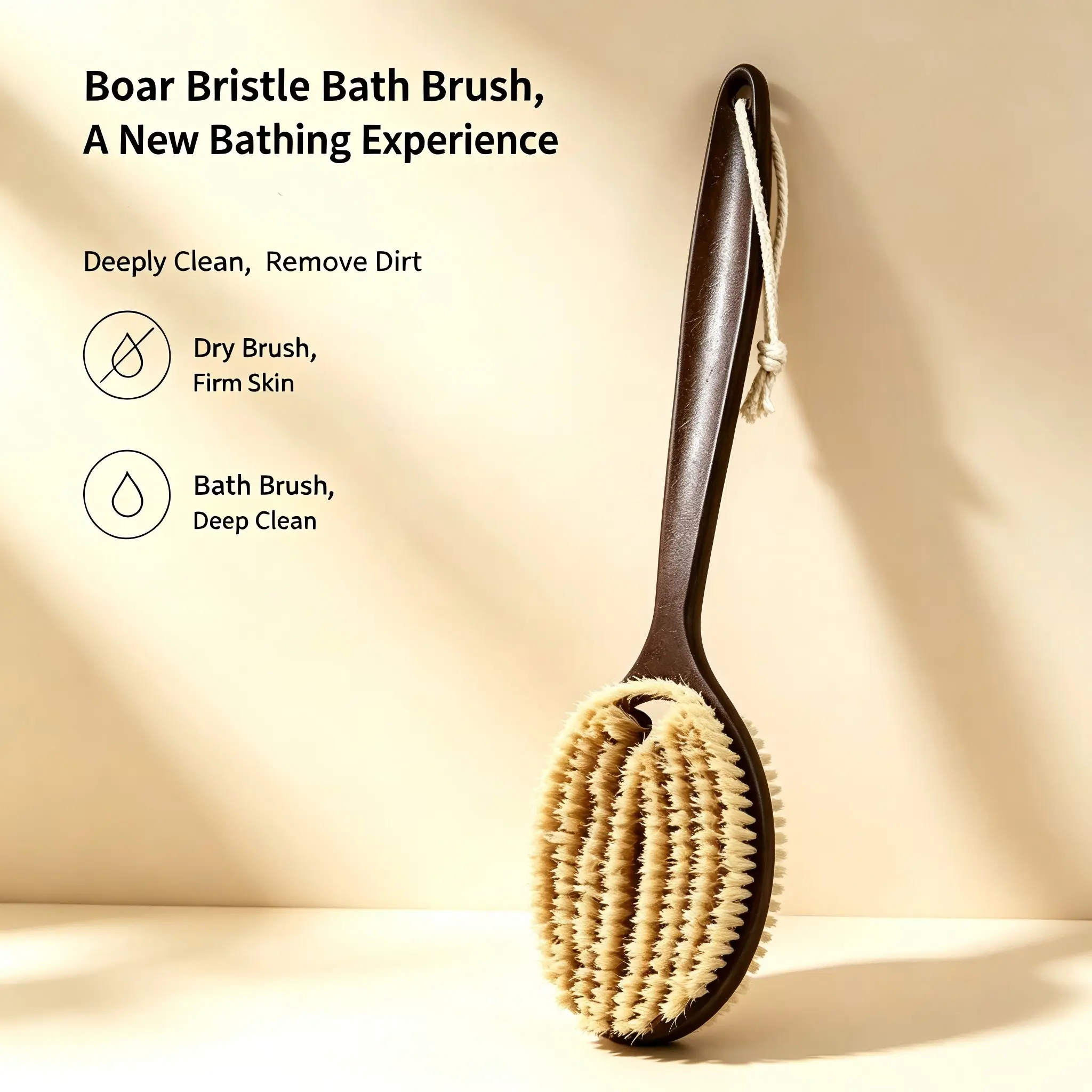Long Handle Dry Body Brush, Soft Bristle Exfoliating Back Scrubber for Shower, Wet & Dry Use Lymphatic Drainage Body Brush to Reduce Cellulite, Remove Dead Skin & Smooth Bumpy Skin