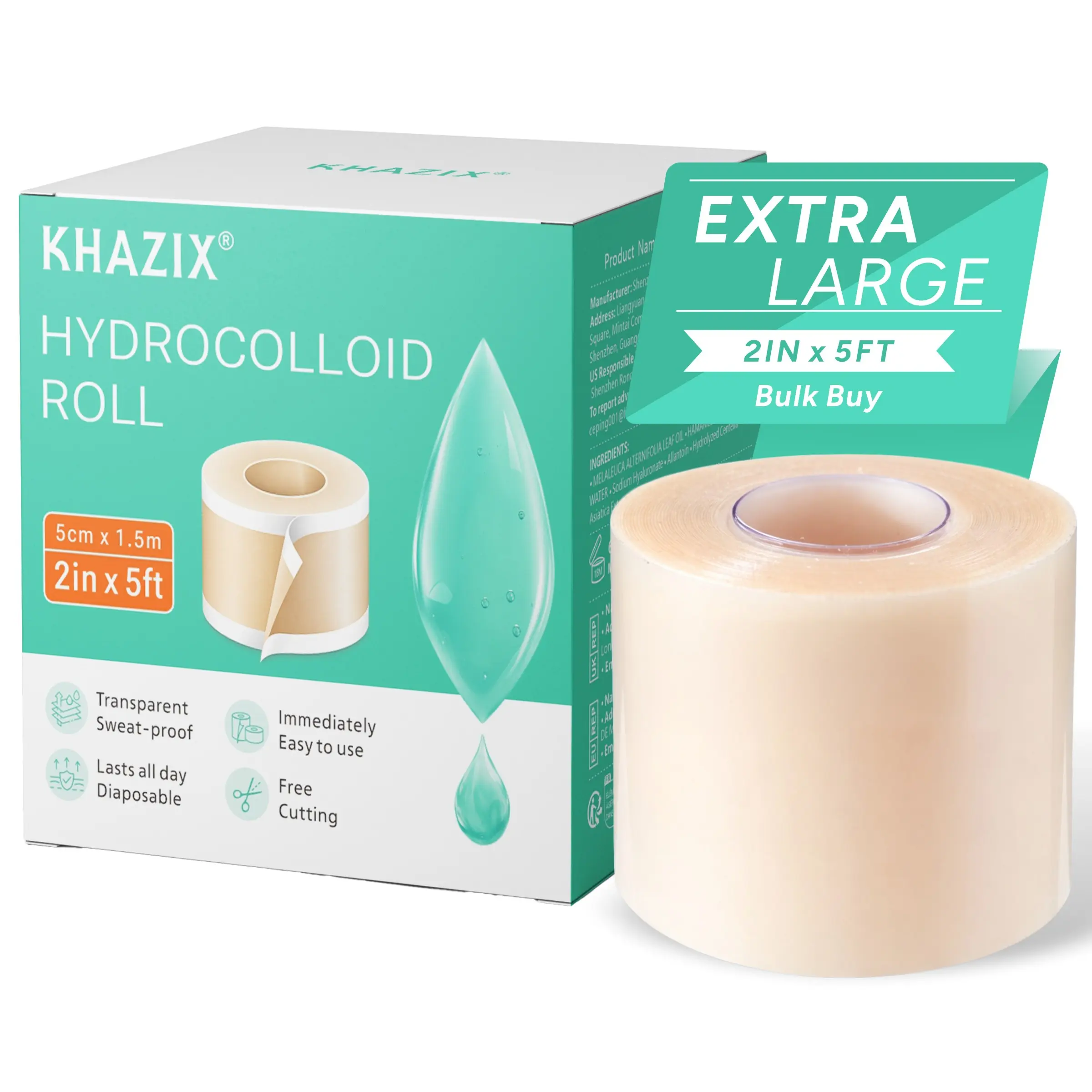 Hydrogel Bandage Roll, Hydrocolloid Adhesive Bandage for Wounds, Flexible Skin Cover for Feet Heels Fingers, Large Wound Dressing Tape