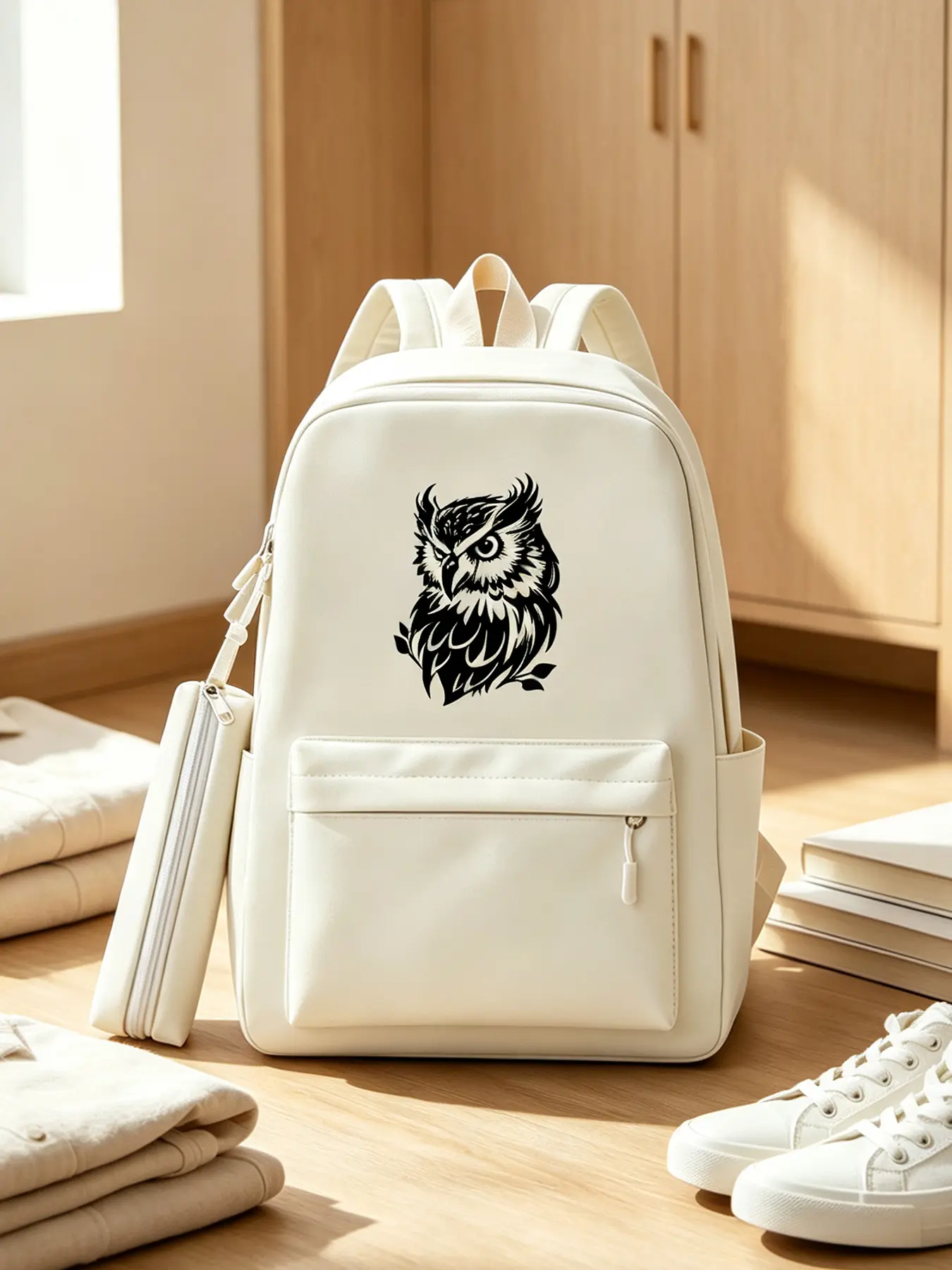 Owl Print Fashion Backpack, Unisex Portable Daypack, Laptop Bag for Commute, School, Outdoor Travel Trip