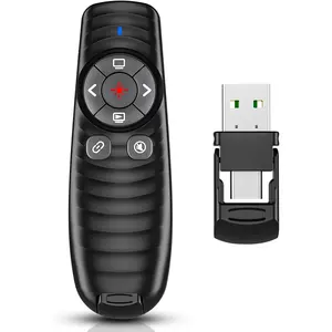 2-in-1 USB TYPE-C Presentation Clicker  Presenter Remote Clicker, Powerpoint Clicker Slide Advancer, Clicker for Powerpoint Presentations with Volume Control, Presentation Clicker for