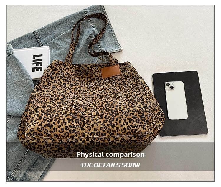 Leopard Graphic Tote Bag, Large Capacity Shoulder Bag for Women, Casual Trendy Versatile High-quality Daily Commuting Bag, Girl Fashionable Shopping Bag