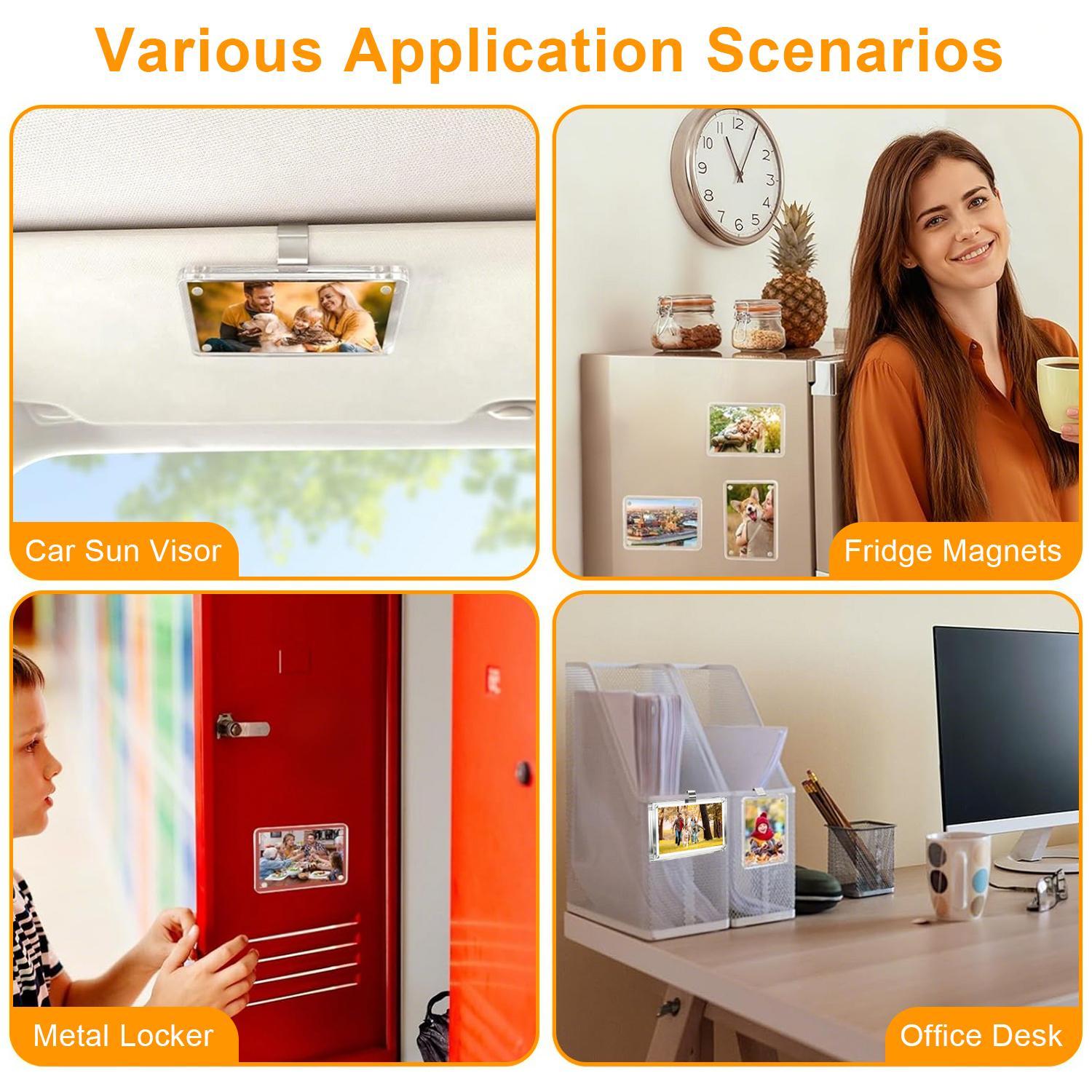 1/2Pcs Car Picture Holder for Sun Visor Magnetic 2.36"x3.5" Clear Acrylic Photo Clip Horizontal Vertical Display Perfect for Polaroid Go Instax Mini Drive Safe Gift