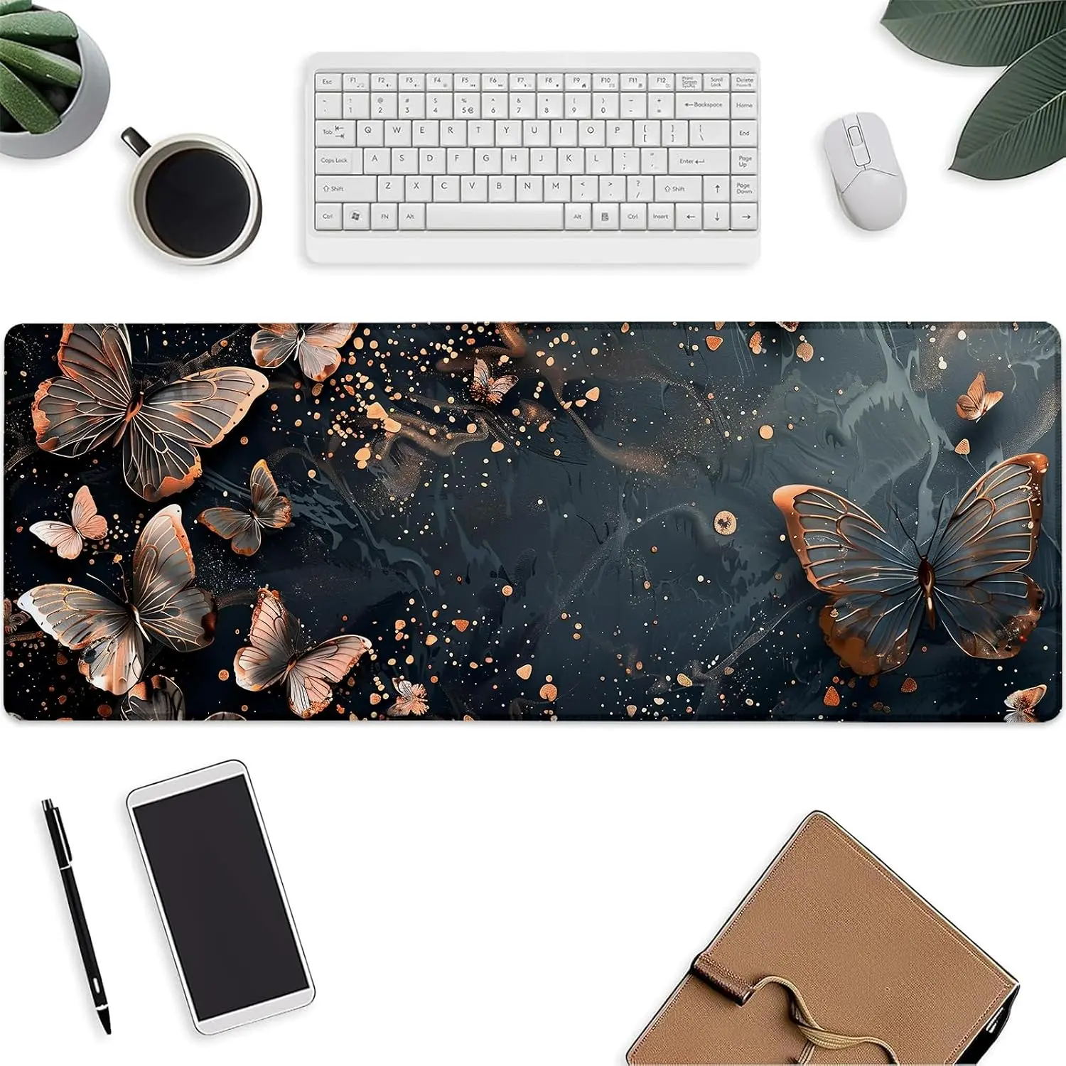 Butterfly  Pad, Gaming Keyboard Mat,Laptop  Protector with Non-Slip Rubber Base,Large Extended MousePads Gifts for Desk Office ,Deskmat Decor 31.5" x 11.8"