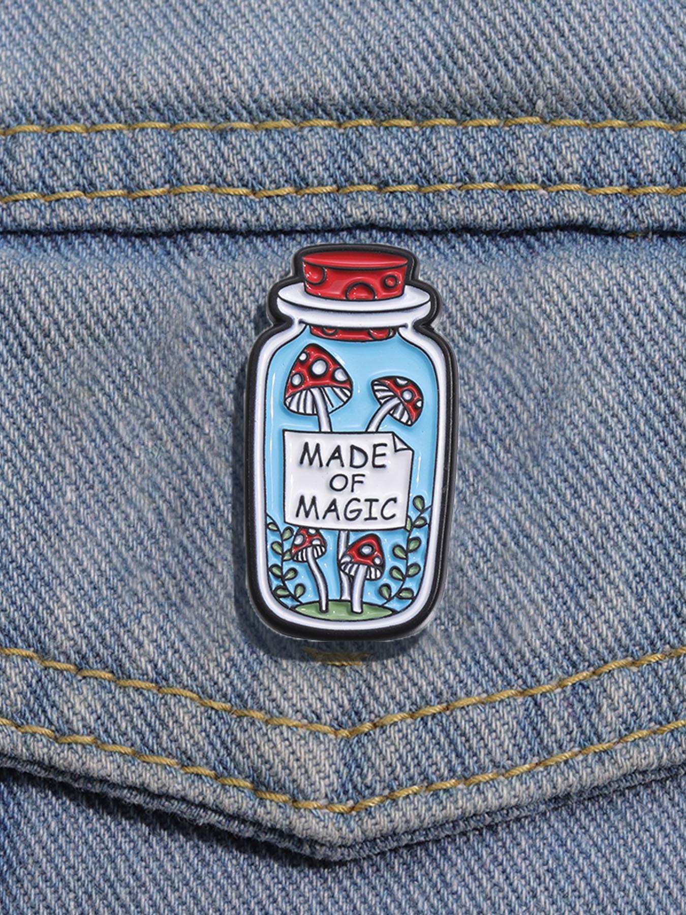 Creative Letter & Mushroom Decoration Bottle Design Brooch, Fashion Alloy Accessories for Women & Men, Suitable for Backpacks & Hats Decoration Fixed Buckle, Casual Zinc Alloy Jewelry for Men & Women, Hat Pins, Fashion Accessory