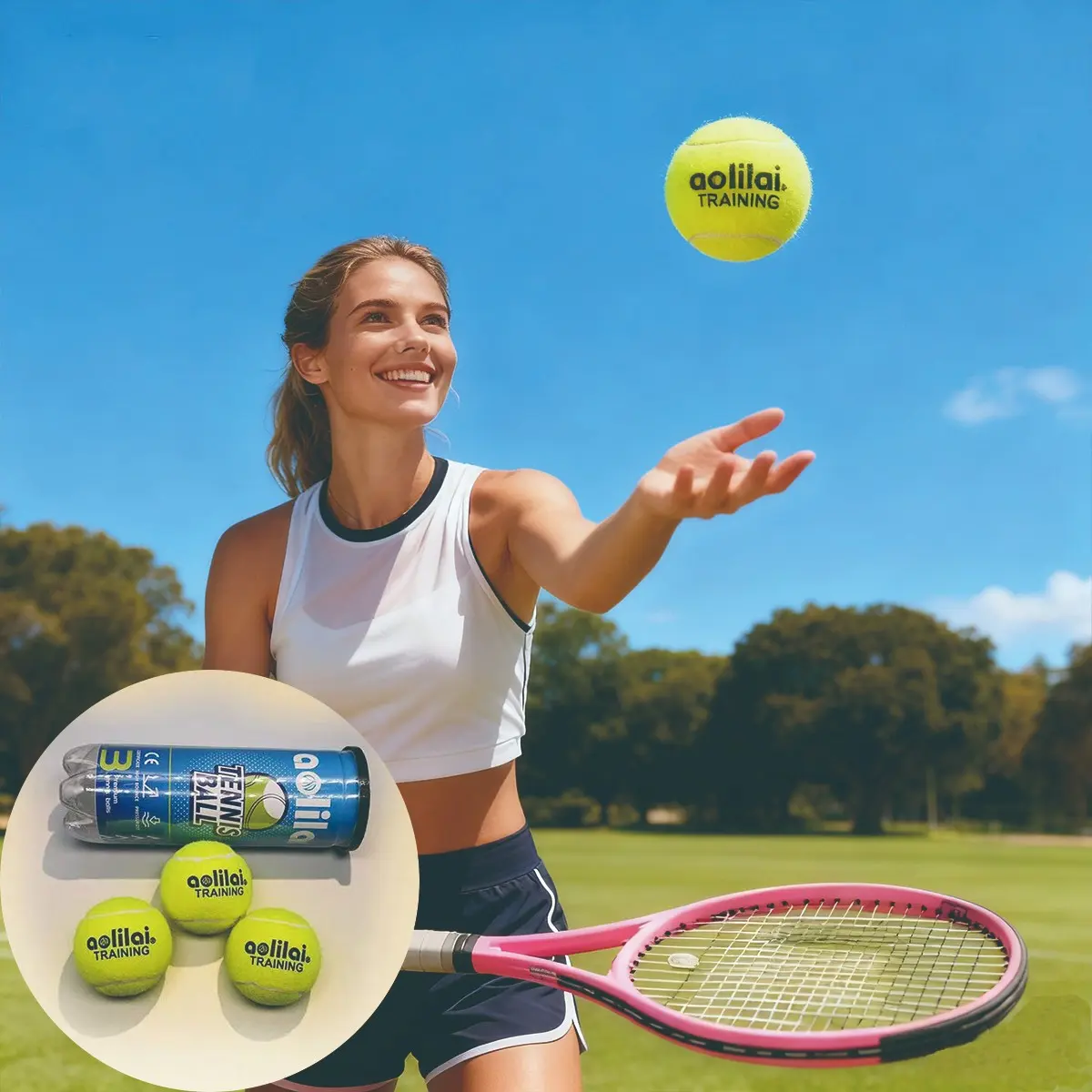 3-Pack Training Tennis Balls, Perfect Thanksgiving Gift, Durable Synthetic Fiber Cover, Ideal for Beginners, Outdoor Practice, Includes Storage Tube