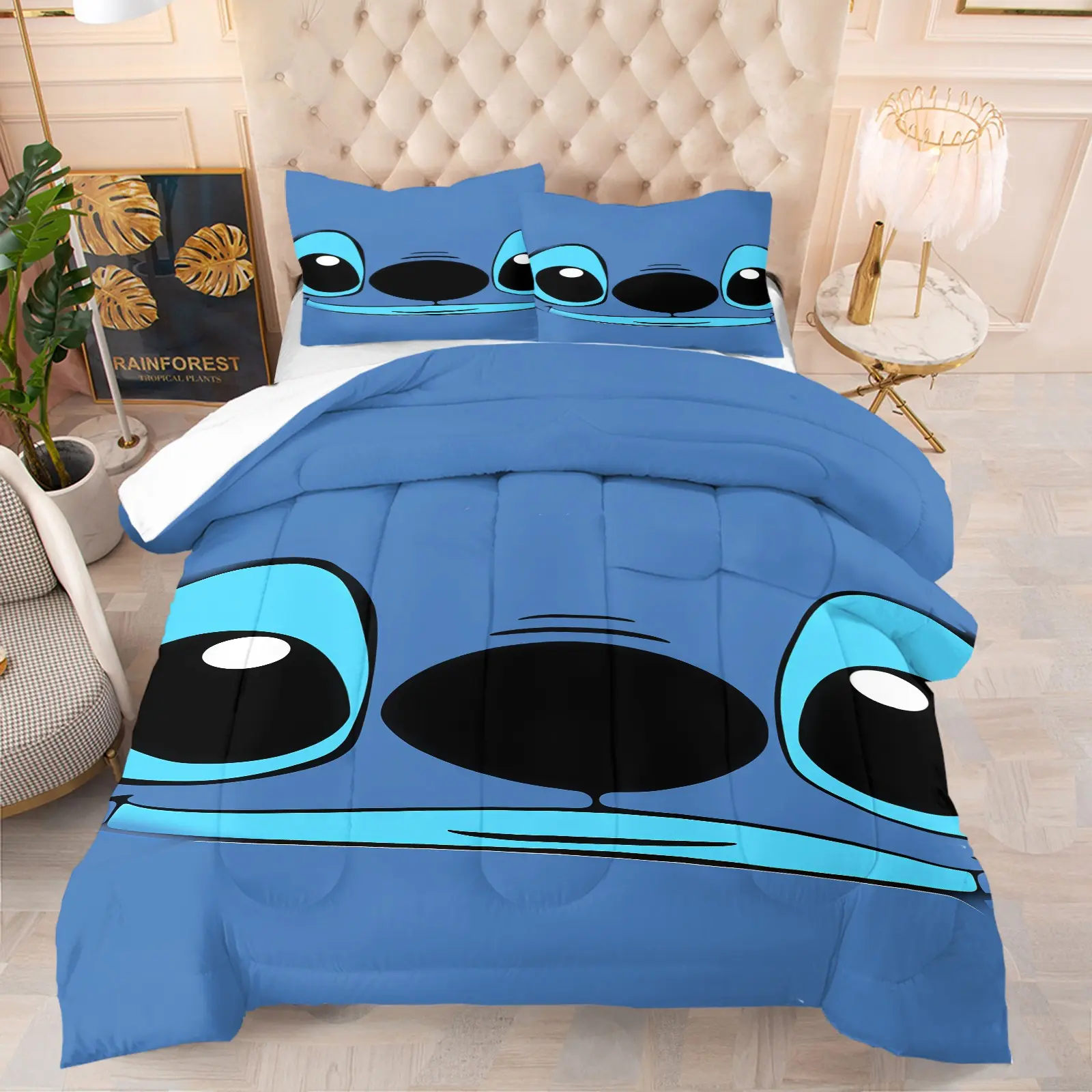 Stitch Pattern Comforter Set, Including 1 Comforter And 1 Or 2 Core-Free Pillowcases, Suitable For Home Or Dormitory Decoration, Very Suitable Birthday And Holiday Gifts