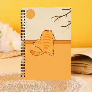 Retro Cute Girl Illustration Twin-Wire Spiral Notebook Journal, Ins Aesthetic Coil-Bound Daily Diary Notepad, Lovely Decorative Stationery Gift for Teen Girls
